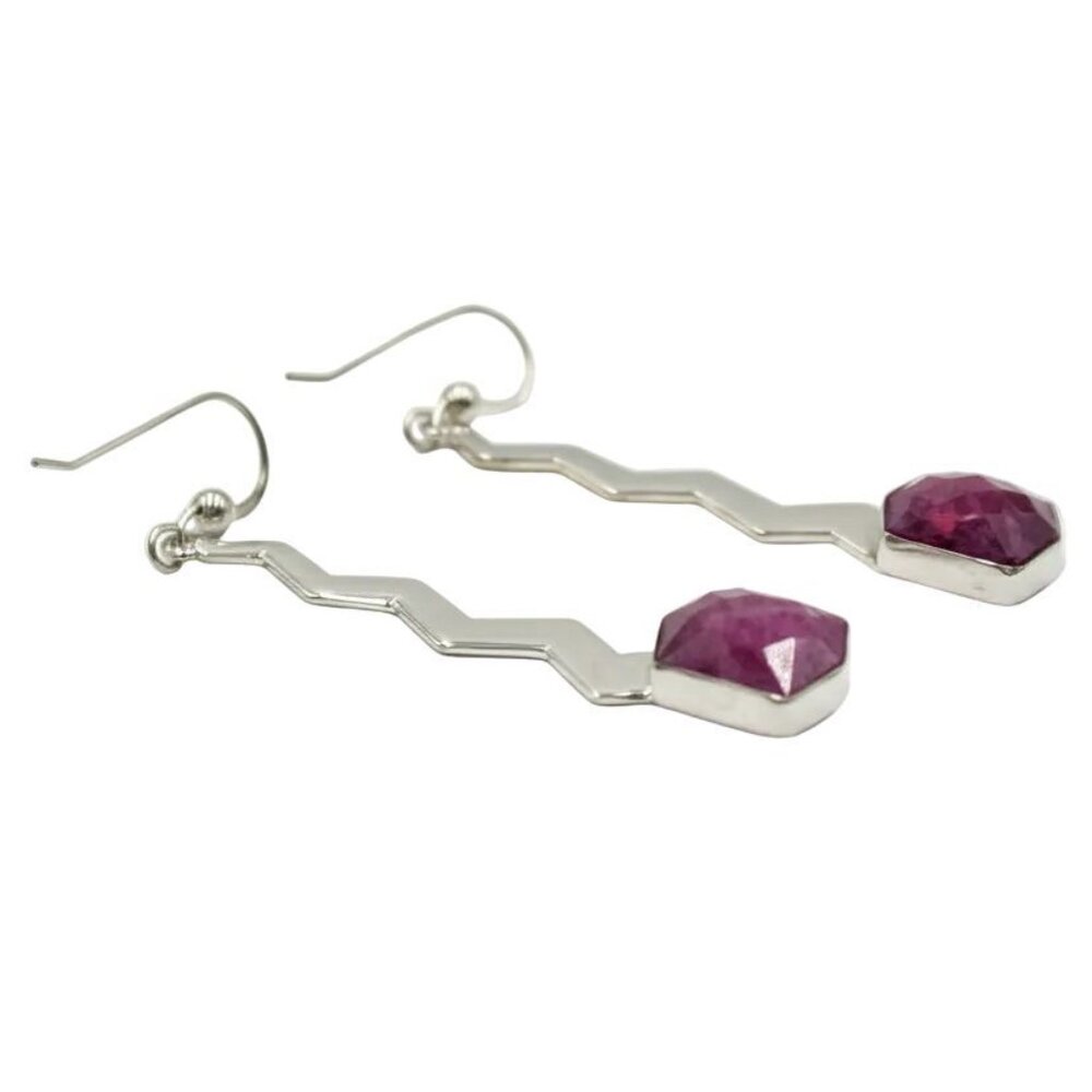 Jay King Sterling Silver Ruby Zigzag Earrings - image 1